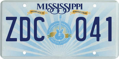 MS license plate ZDC041