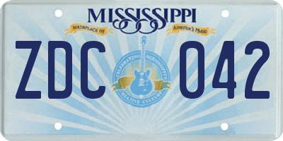 MS license plate ZDC042