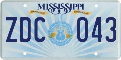 MS license plate ZDC043