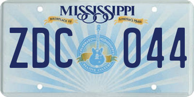 MS license plate ZDC044