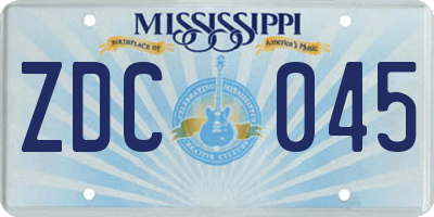 MS license plate ZDC045
