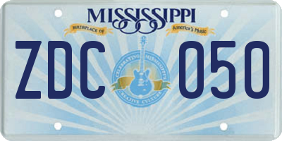 MS license plate ZDC050