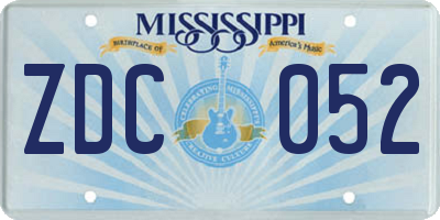 MS license plate ZDC052
