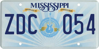 MS license plate ZDC054