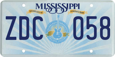 MS license plate ZDC058