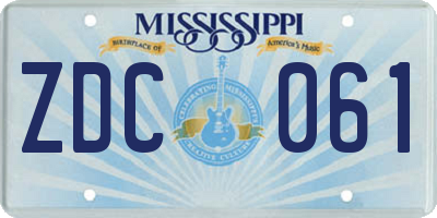 MS license plate ZDC061