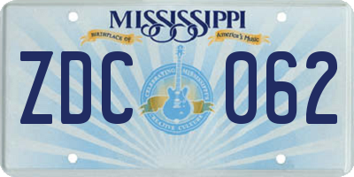 MS license plate ZDC062