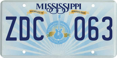 MS license plate ZDC063
