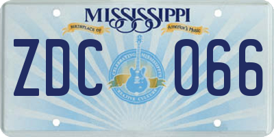 MS license plate ZDC066