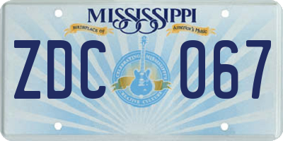 MS license plate ZDC067