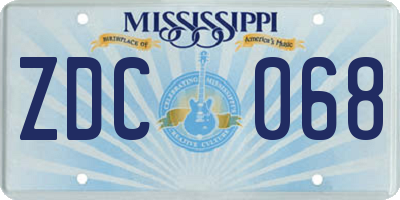 MS license plate ZDC068