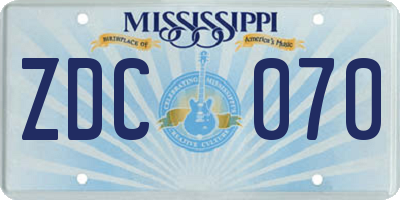 MS license plate ZDC070