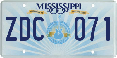 MS license plate ZDC071