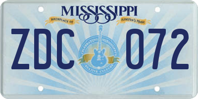 MS license plate ZDC072