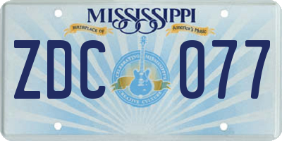 MS license plate ZDC077