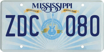 MS license plate ZDC080