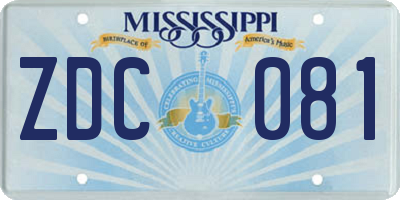 MS license plate ZDC081
