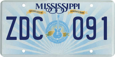 MS license plate ZDC091
