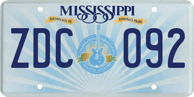 MS license plate ZDC092