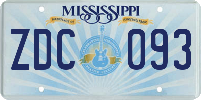 MS license plate ZDC093