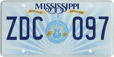 MS license plate ZDC097