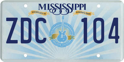 MS license plate ZDC104
