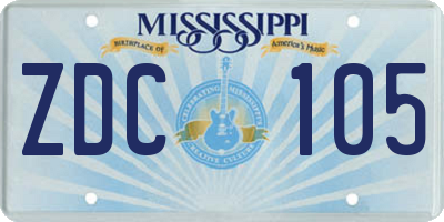 MS license plate ZDC105