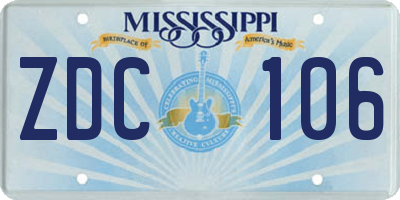 MS license plate ZDC106