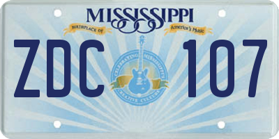 MS license plate ZDC107