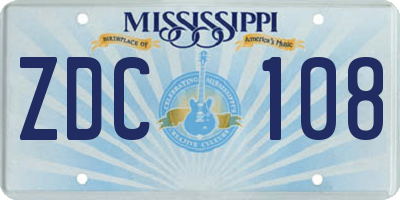 MS license plate ZDC108