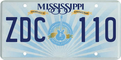 MS license plate ZDC110