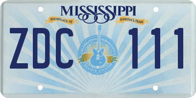 MS license plate ZDC111