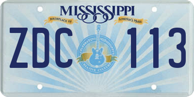 MS license plate ZDC113