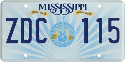 MS license plate ZDC115