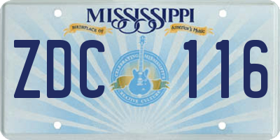 MS license plate ZDC116