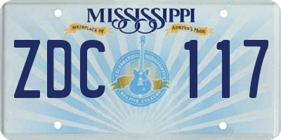 MS license plate ZDC117