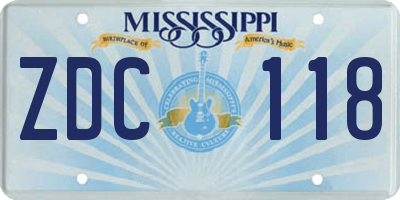 MS license plate ZDC118