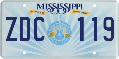 MS license plate ZDC119