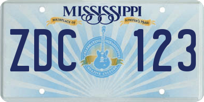 MS license plate ZDC123