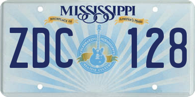 MS license plate ZDC128