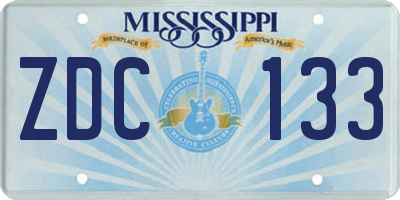 MS license plate ZDC133