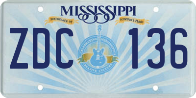 MS license plate ZDC136
