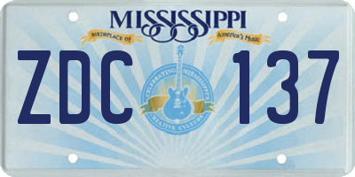 MS license plate ZDC137