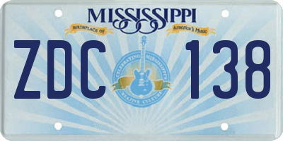 MS license plate ZDC138