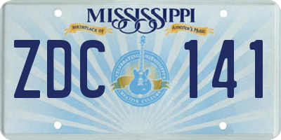 MS license plate ZDC141