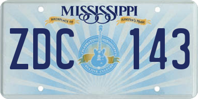 MS license plate ZDC143