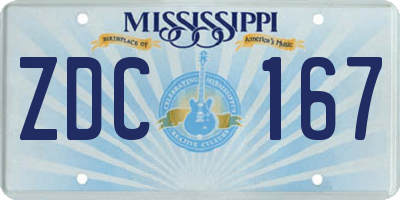 MS license plate ZDC167