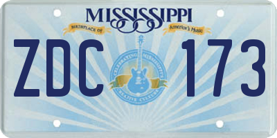 MS license plate ZDC173