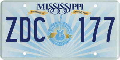 MS license plate ZDC177