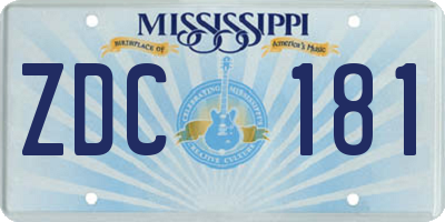MS license plate ZDC181
